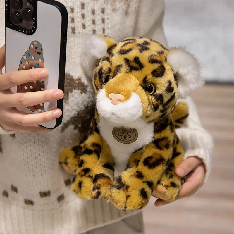 15-25cm Real Life Leopard Plush Toys Cute Simulation Cheetah Cub Models Stuffed Soft Animal Baby Doll Room Decor Cute Gift