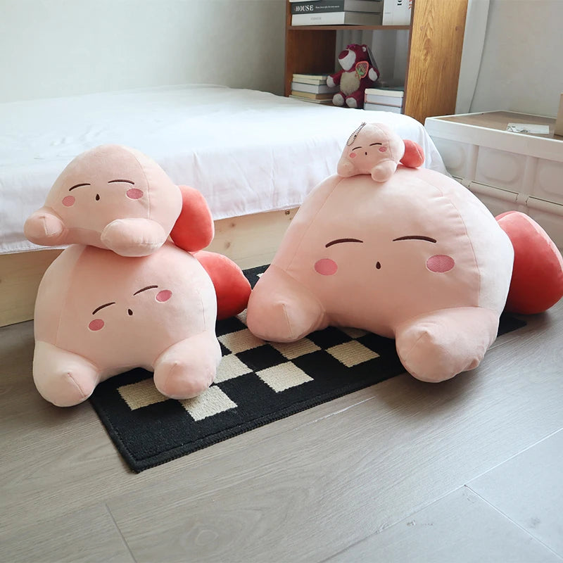 60cm Soft Cuddly Kirby Plush Toy Lovely Stuffed Anime Sleeping Kirby Plushies Throw Pillow Sofa Bed Girly Home Decor Xmas Gifts