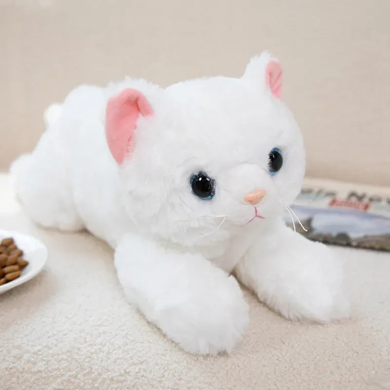 Realistic Cute Lying Cat Doll Plush Toy Soft Stuffed Animal simulation Pet Kitten Pillow Home Decor for Girls Kids Birthday Gift