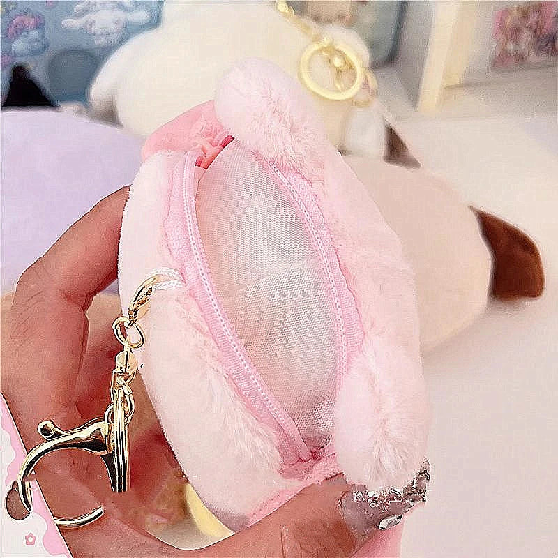 Kawaii Sanrio Hello Kitty Anime Plush Doll Keychain Cartoon Cute Cinnamoroll Pendant Wallets for Girlfriend Gifts Kids Toys