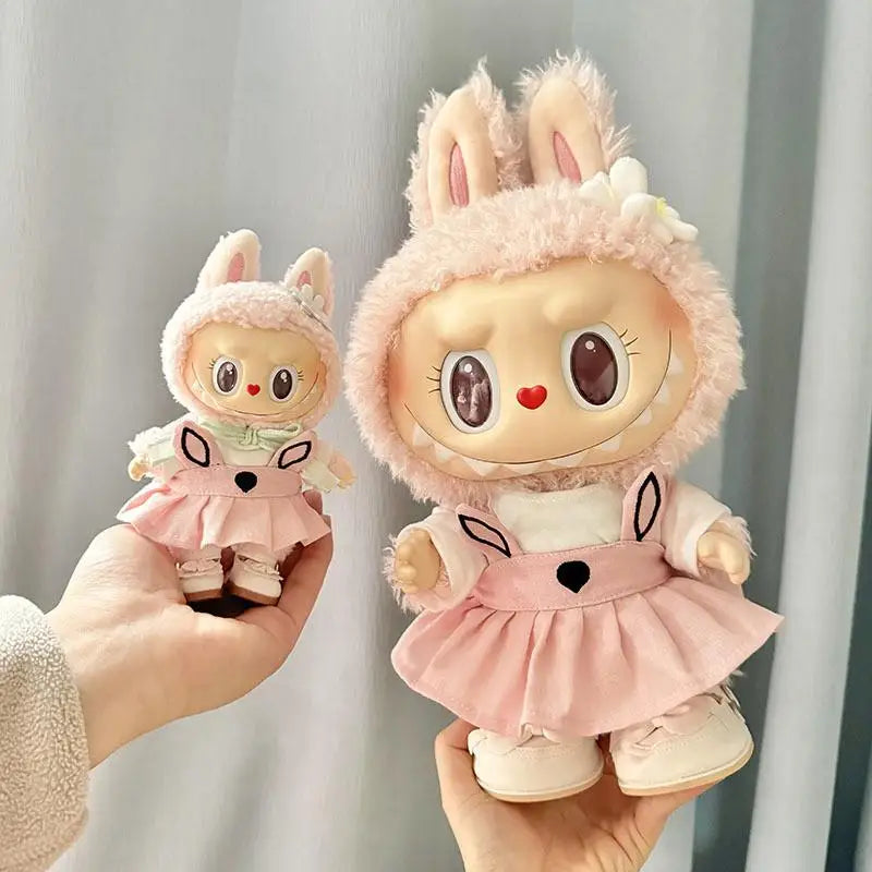 For 38 Cm Labubu plush doll clothes outfit doll MOKOKO coat rabbit ear strap skirt set  Accessories Cute Decoration