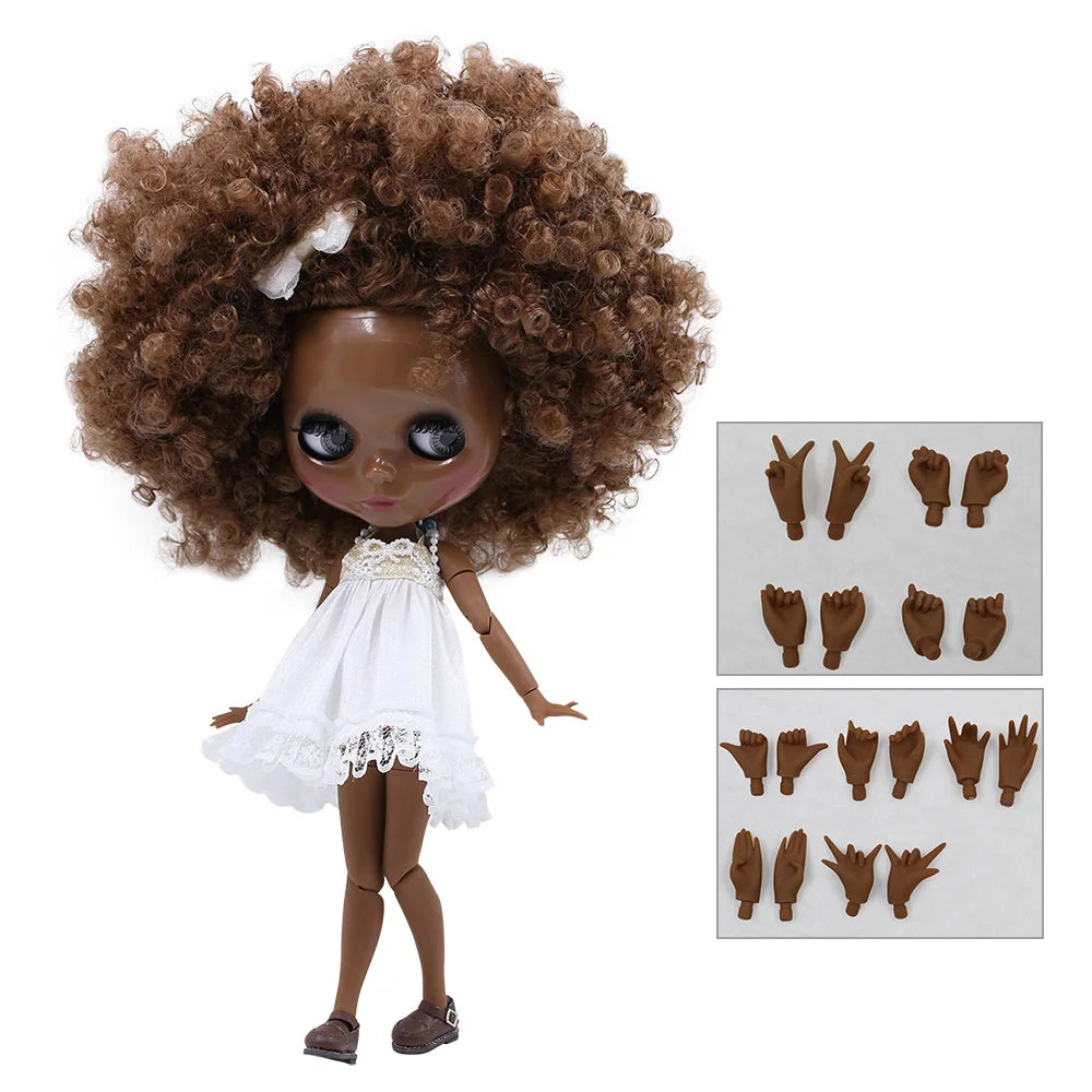 ICY DBS Blyth doll 1/6 bjd toy joint body dark skin afro hair 30cm doll  anime girls