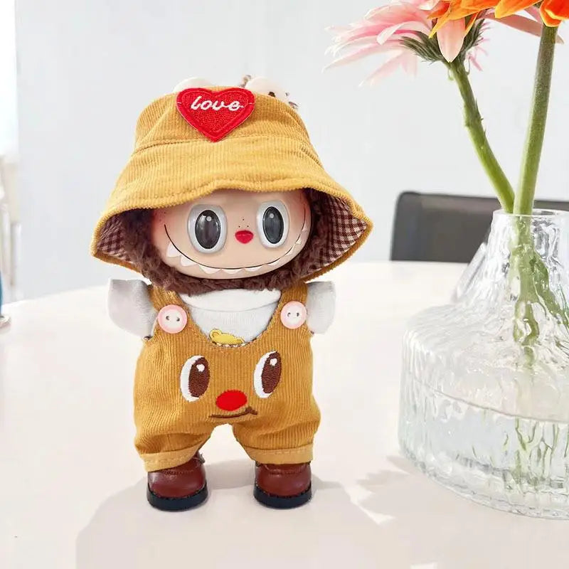 17cm Mini Plush Doll'S Clothes Outfit Accessories for Labubu Clothes Time to chill doll clothes