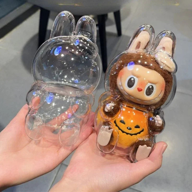 Transparent Protective Acrylic Case Organizer Box For Labubu V1 V2  pumpkin Style Thickened Doll Keychain Bags