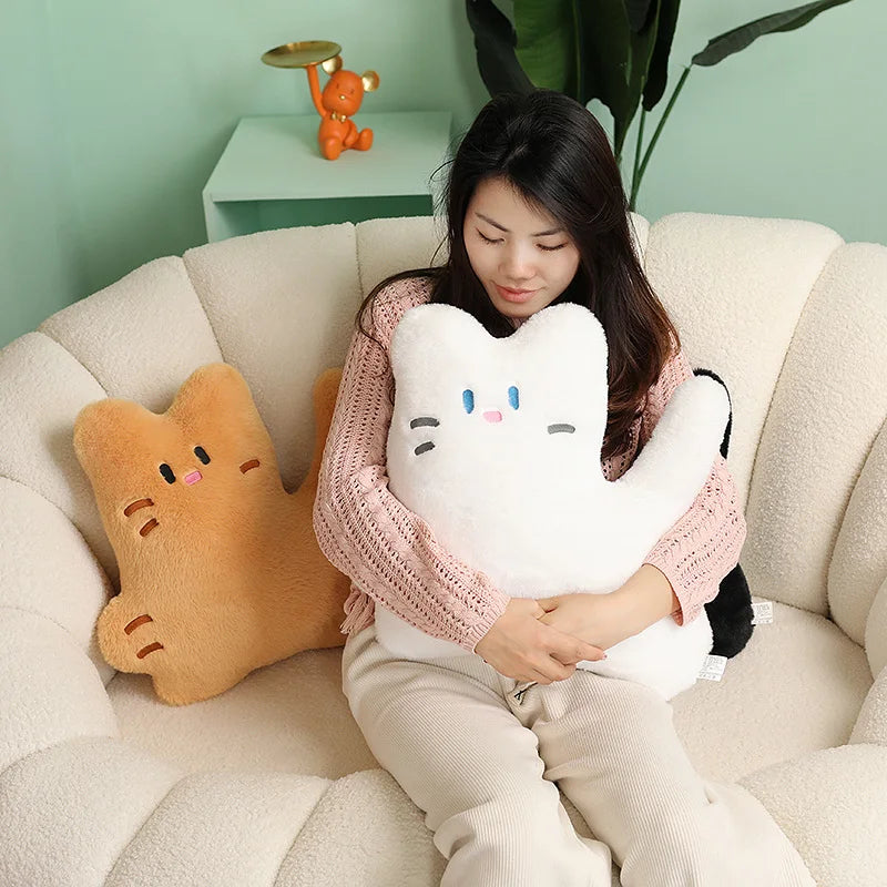 40cm Cartoon Cute Stuffed Biscuits Cats Toys Pillow Super Soft Animals White&Black Smile Cat Dolls Home Sofa Cushion Nice Gift