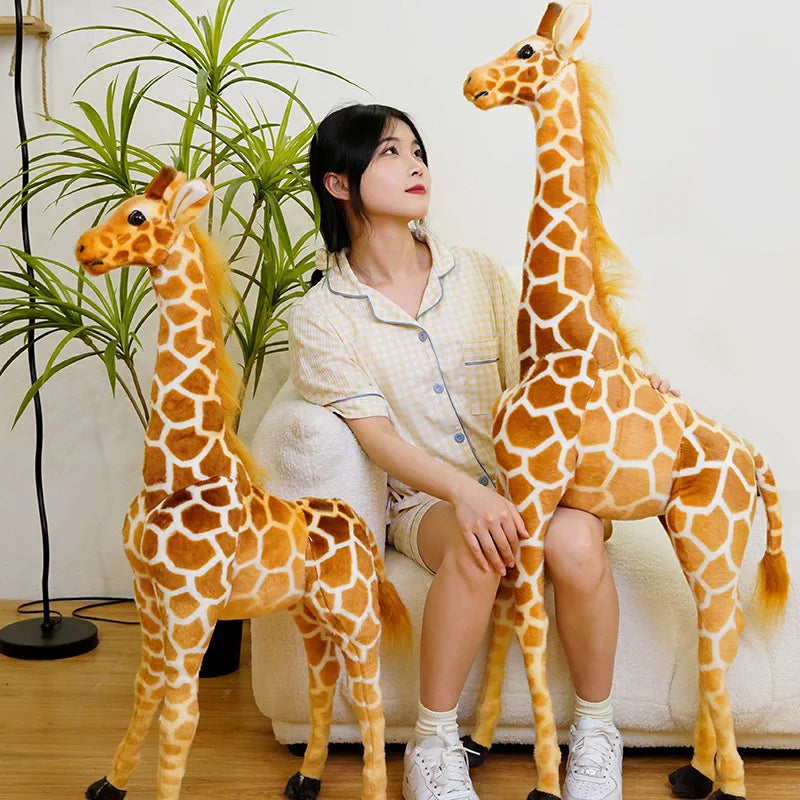 50-140cm High Quality Giant Real Life Giraffe Plush Toys Stuffed Animal Doll Soft Kids Children Baby Birthday Gifts Room Decor