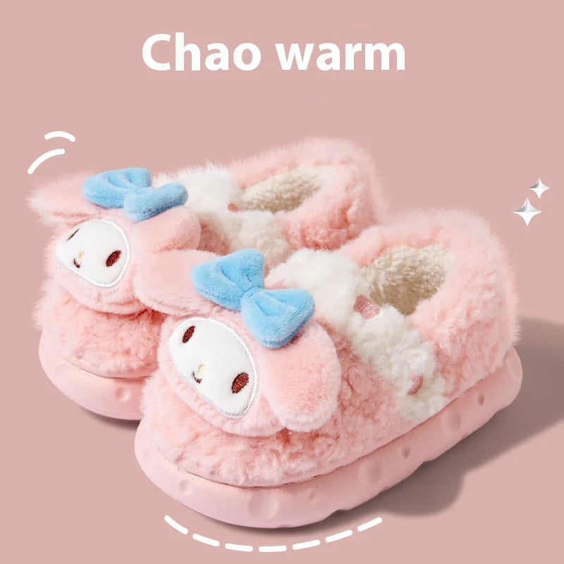 Hello Kitty Children's Slippers Winter Cute Indoor Warm Plush Slippers Sanrio Cute Girl Birthday Gift Anime peripherals