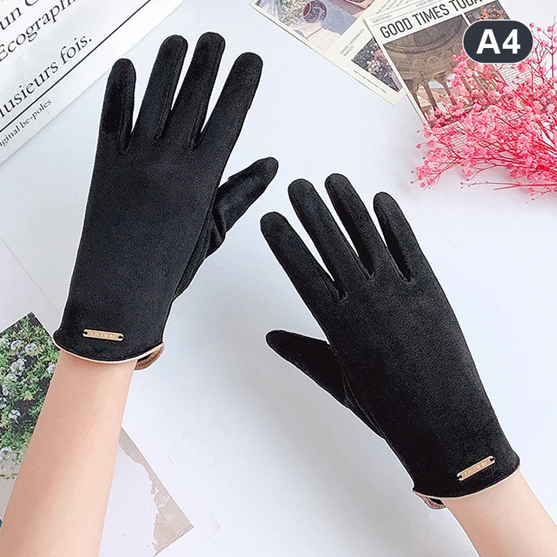 Women Winter Thick Plush Gloves Fashion Warm Suede Outdoor Guantes Lady Touchscreen Driving Gloves Sports Cycling Mittens