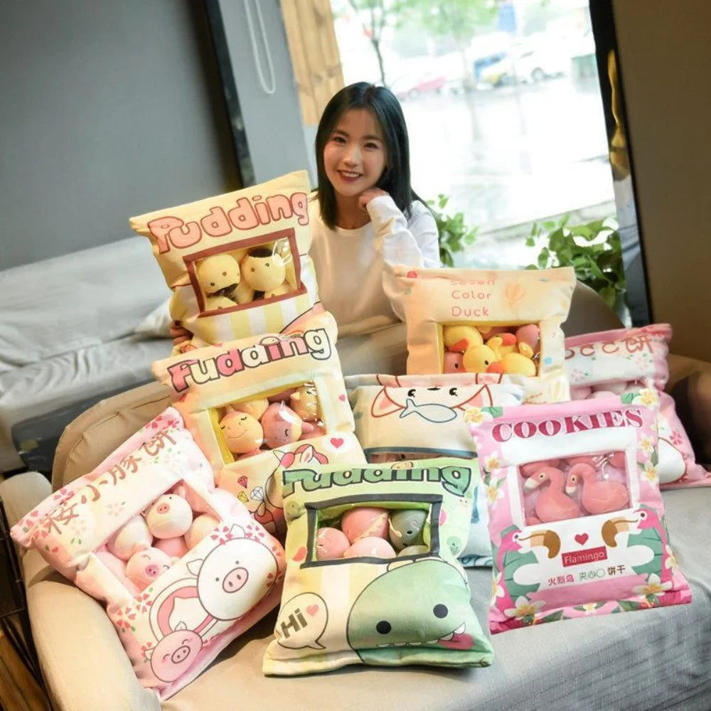 Cartoon a bag of snacks doll throw pillow Internet celebrity ins snack bag plush toy creative office pillow Lovely holiday gift