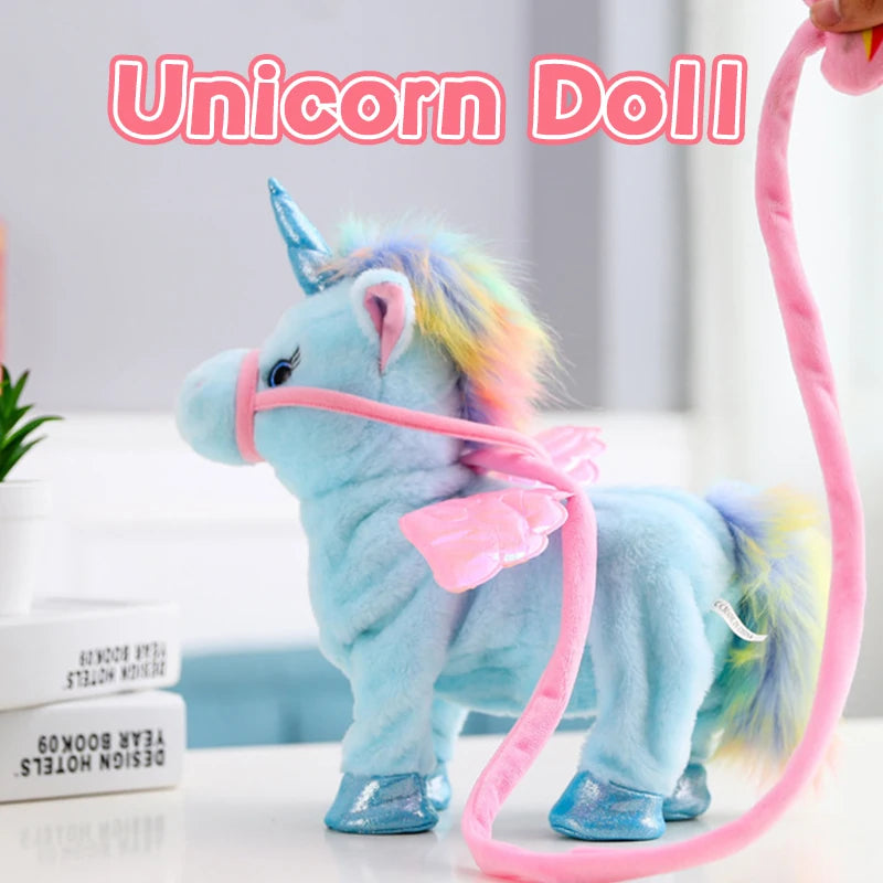 Plush Unicorn Toys for Girls Kids Walking Talking Plush Electric with Music Toy 35cm Cute Plush Robot Children's Gift 2023 New