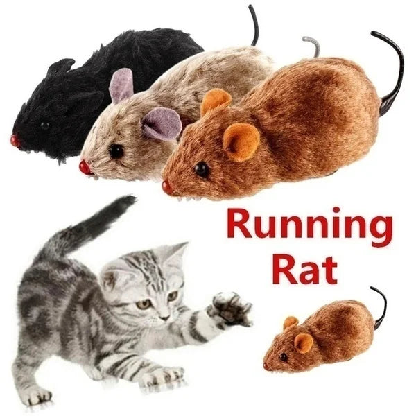 1Pcs Funny Lifelike Plush Mouse Running Rat Toy for Cats Dogs Pets Kids Random Color Cat Birthday Gift