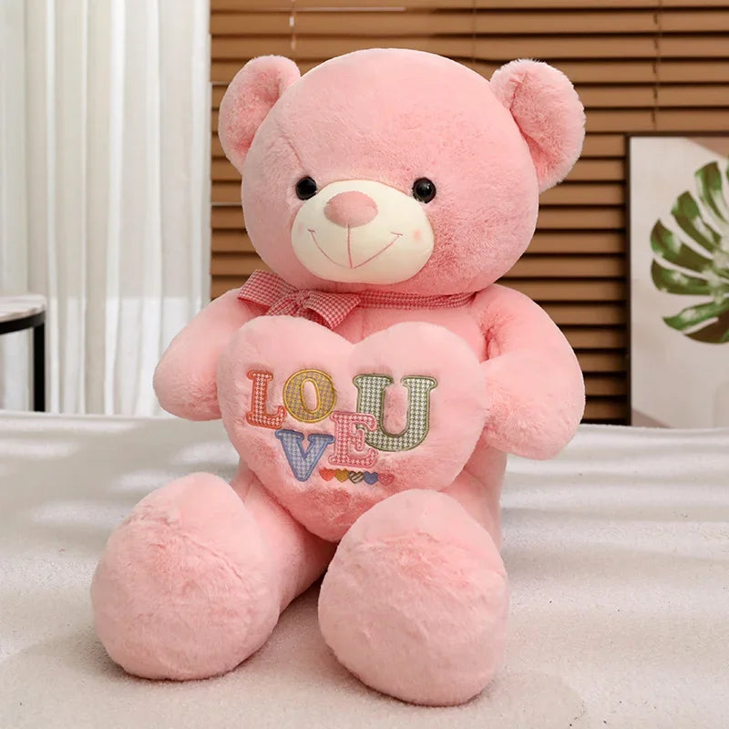 New Flower Silk Ribbon Love Bear Plush Toys Stuffed Cute Bear Doll Boys&Girls Valentine's Gift Kids Baby Christmas