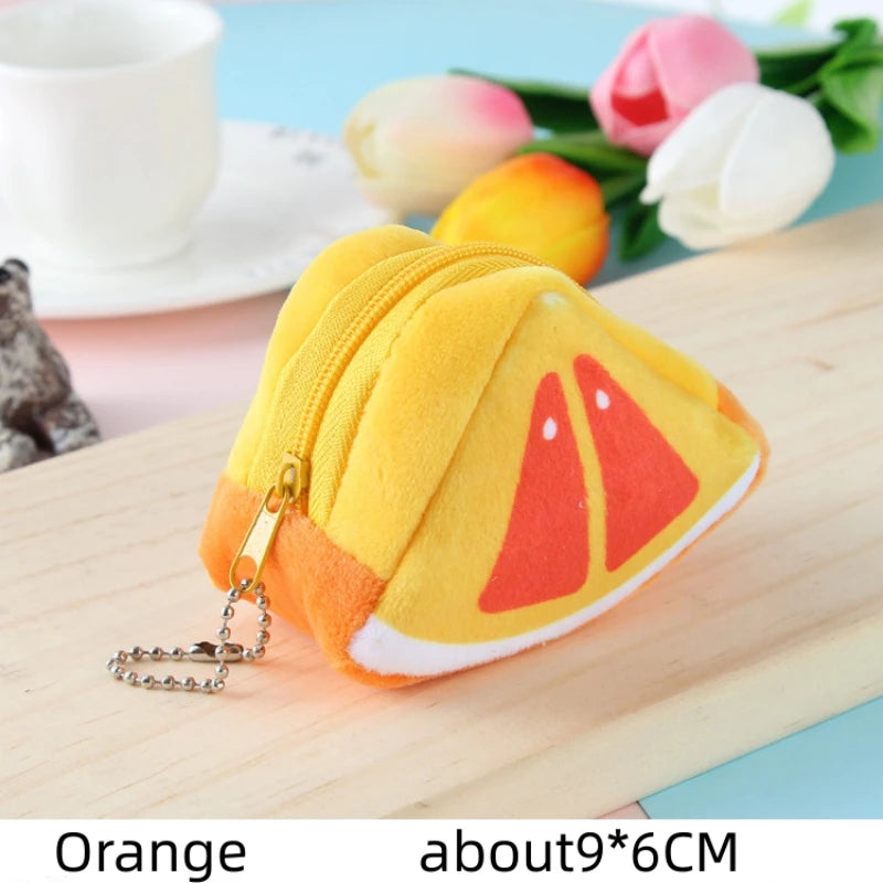 Cartoon Fruit Creative Plush Three-dimensional Coin Wallet Storage Bag School Bag Hanging Children's Holiday Gifts