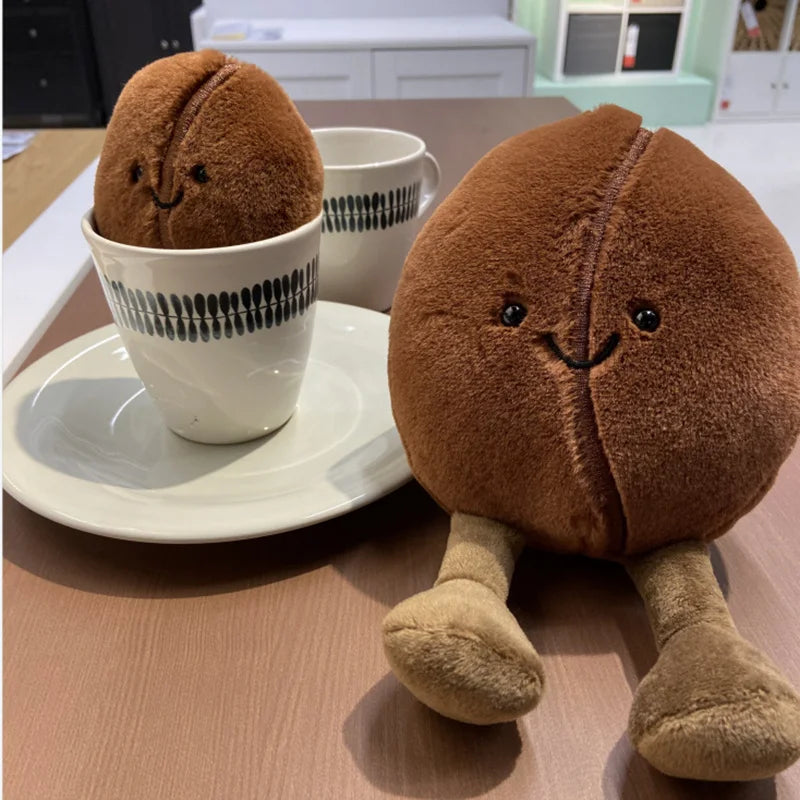 Creative Simulated Coffee Food Plush Doll Pillow Brown Coffee Bean With Foot Soft Plush Stuffed Pillow Bedroom Sofa Decor