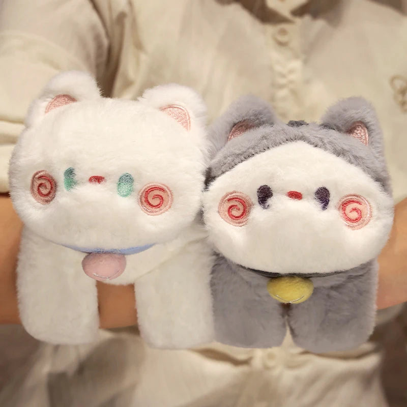 Kawaii Animal Cat Slap Snap Wrap Wristband Bracelet Hug Cat Plush Hand Ring Wristband Kids Toys Elegant Birthday Christmas Gift