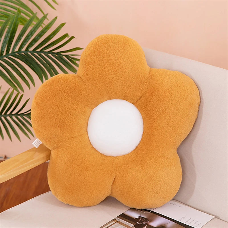 Winter Kawaii Colorful Flower Plush Pillow Soft Nap Office Classroom Chair Cushion Couch Pillow Bedroom