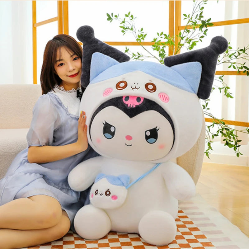 New 100cm Big Size Sanrio Kawaii Kuromi Stuffed Plush Toy Sleeping Pillow Cartoon Plush Toy Doll Children's Companion Gift