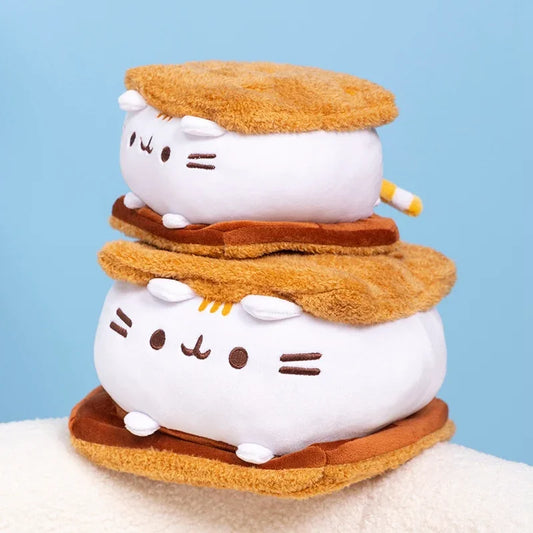 Cartoon Cat Biscuits Plush Toy Pillow Stuffed Animal Lovely Sandwich Kitten Doll Sofa Cushion Girl Peluche Birthday Gift Toys