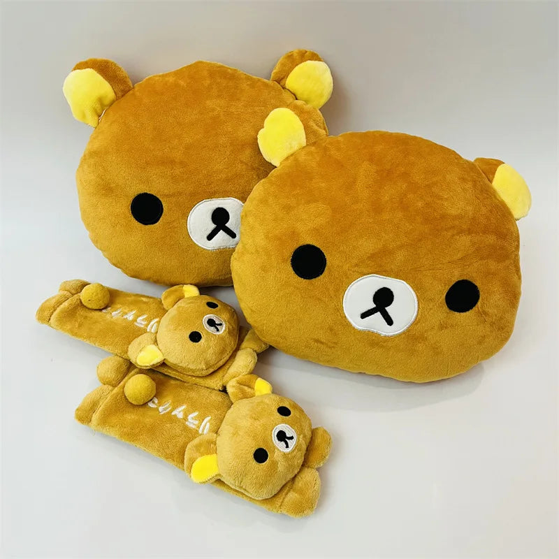 Kawaii Rilakkuma Plush Toy Cute Small Animals Soft Bear Stuffed Doll Car Neck Headrest Pillow Safety Belt Shoulder Kid Gifts