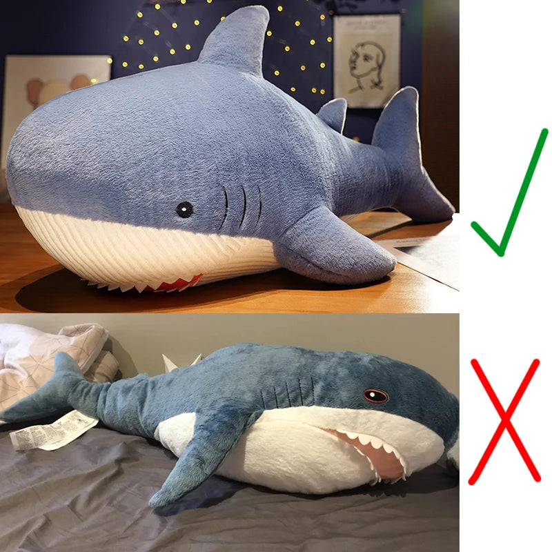 60-120cm Kawaii Giant Stuffed Animal Shark Big Plush Toy Large Super Soft Whale Doll Long Sleeping Pillow Festival Gift for Girl