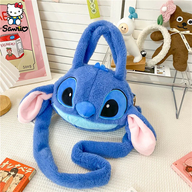 Disney Stitch Shoulder Bag Cartoon  Lilo & Stitch Plush Backpack Toys Plush Messenger Bag Girl Handbag Children Plushie Soft Bag