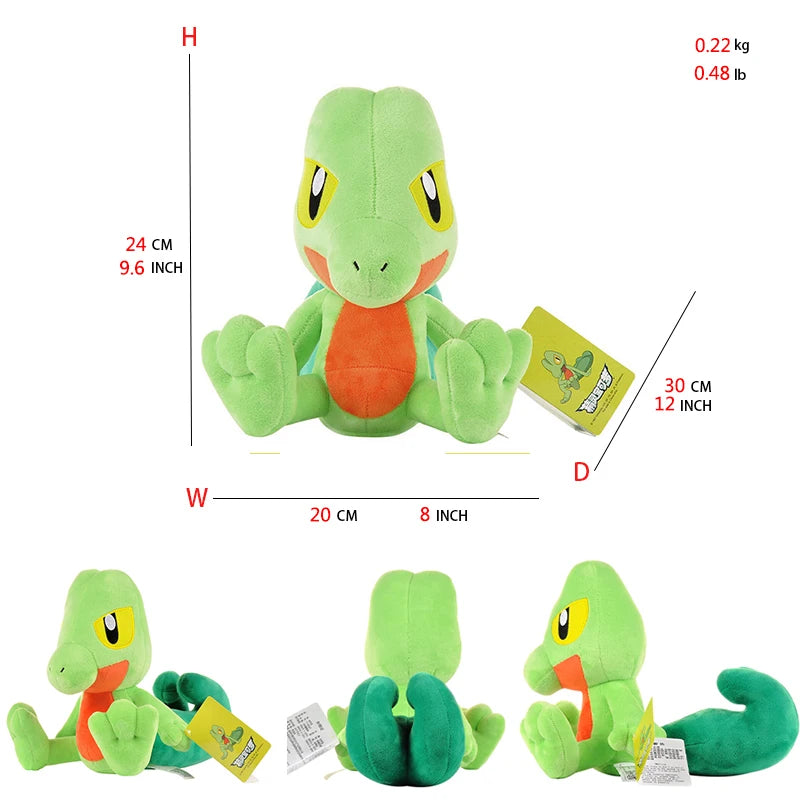 Treecko Peluche Pokemon Plush Toys Stuffed Dolls Cartoon Cute Dolls Kawaii Birthday Christmas Gift For Kids Friends Collection