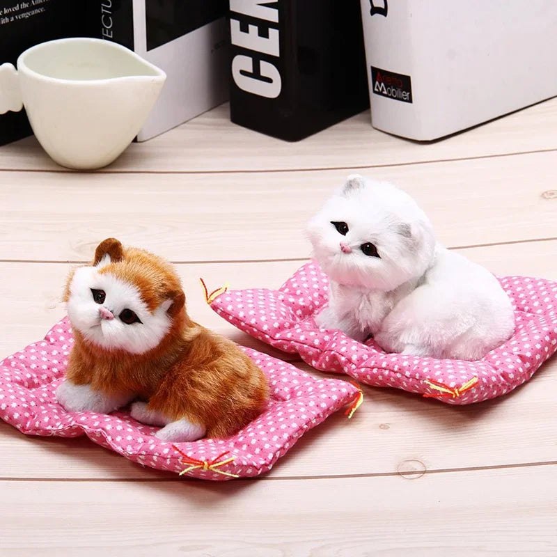 Simulation Cute Animal Doll Plush Sleeping Cats Toy with Sound Children Christmas Gift Party Decor Kids Birthday Gift