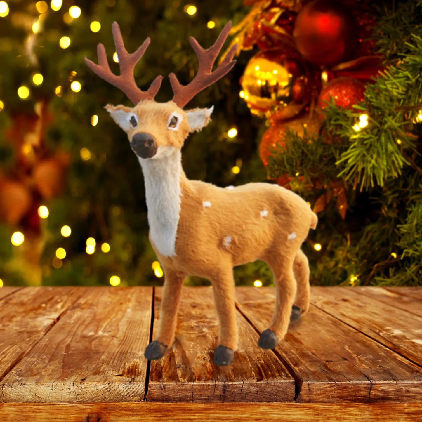 Christmas Elk Figurines Cartoon Handmade Desktop Model Simulation Sika Deer Plush Toys Reindeer Decor Christmas Gift Ornaments