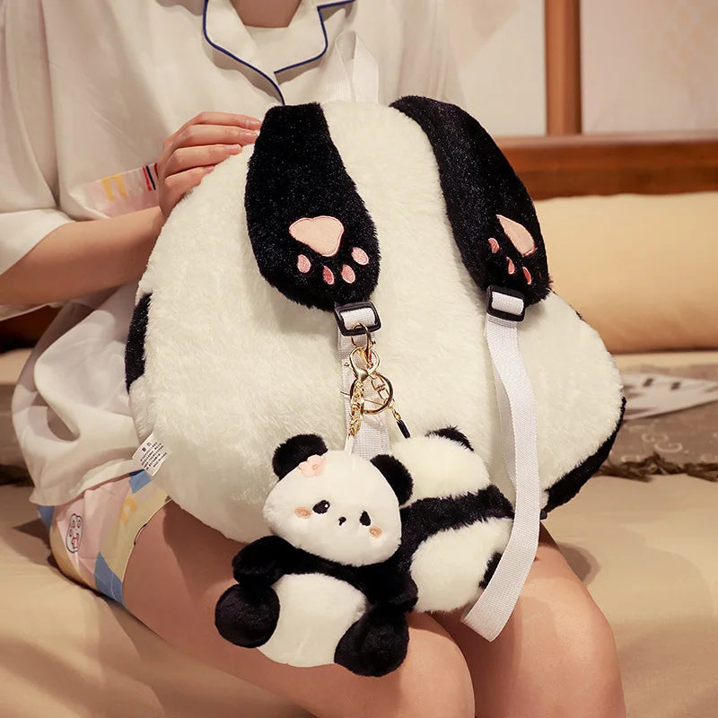 Kawaii Simulation Panda Plush Large Capacity Backpack Soft Plush Bear Toy Doll For Children Birthday Christmas Elegant Gift