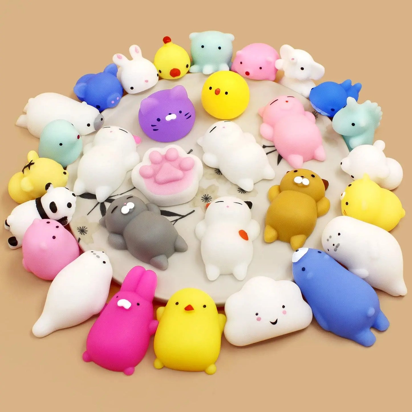 10pcs Random Mini Squishy Mochi Toy - Kawaii Animal Stress Toy