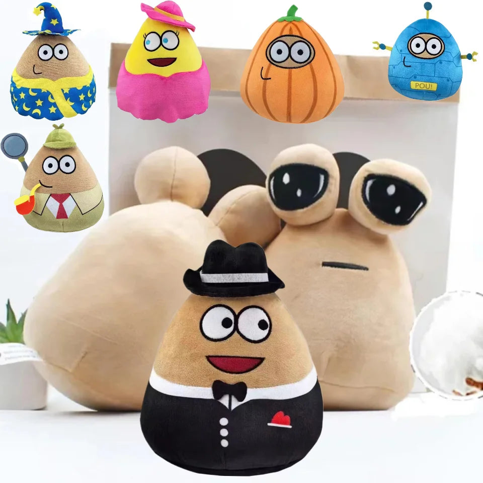 Pou Plush Cartoon Alien Toy, Kawaii Stuffed Animal Boneca, Figura do Jogo Quente, Presentes para Fãs, 22cm