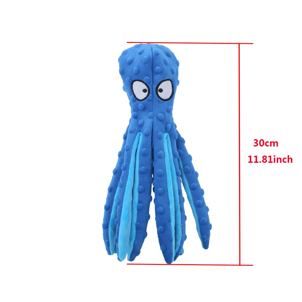 Pet Plush Toy Cat Dog Squeaker Squeaky Octopus Shell Toy Bite Resistant Puppy Interactive Training Teeth Cleaning Chew Toys