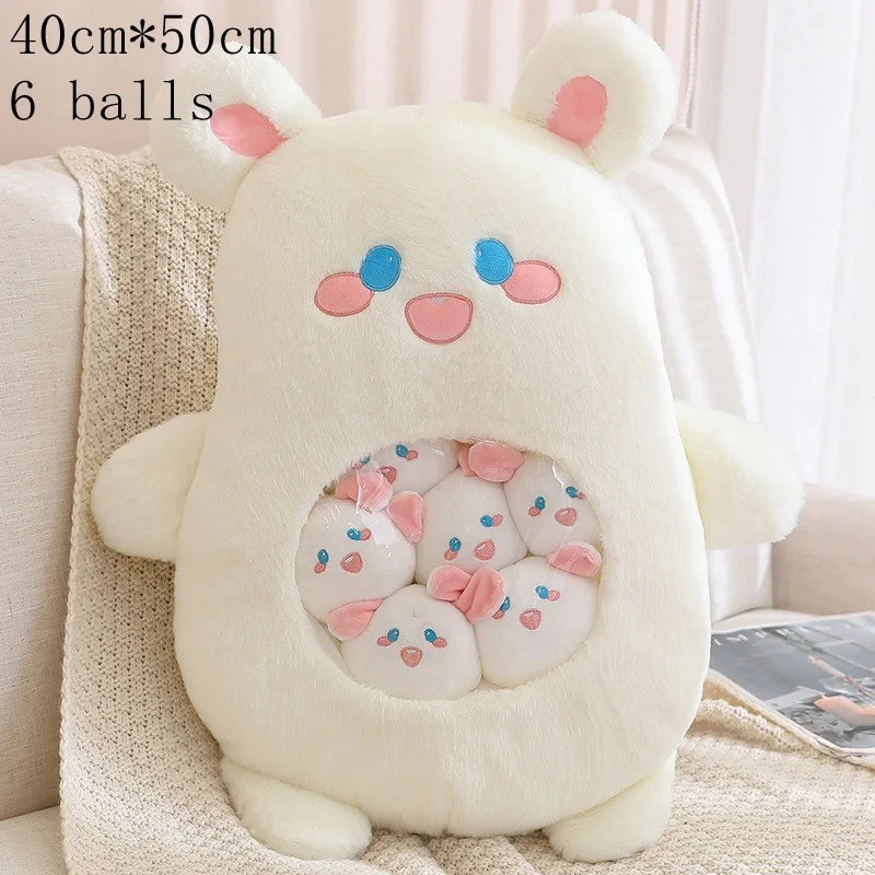 New Plush Pudding Bag Candy Bag Mini Balls Panda Koala Capybara Yellow Bear Dolls Animals Plush Pillow Birthday Gift for Kids