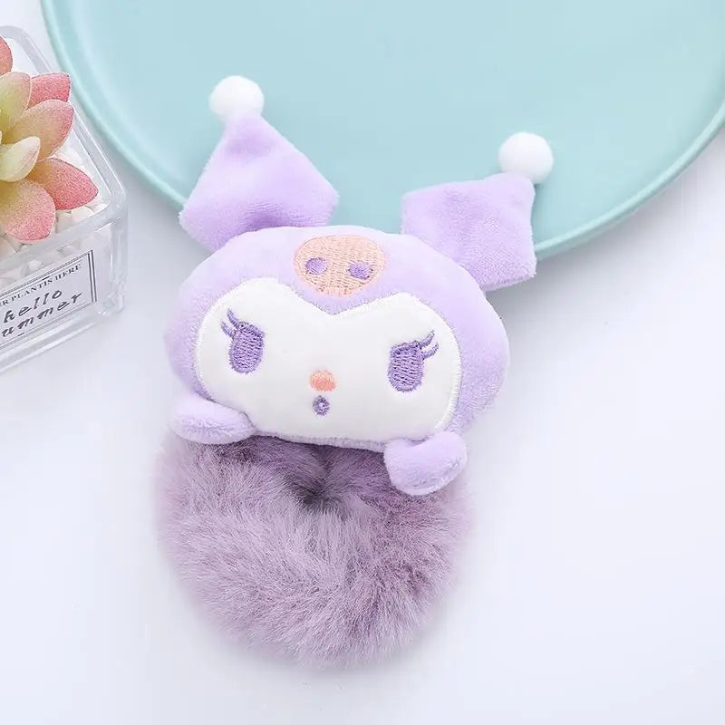 2024 New Sanrio Plush Hair Band Toy Cute Kuromi Hello Kitty Cinnamoroll My Melody Pompom Purin Headdress Kid Girl Birthday Gifts