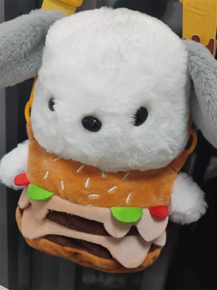 New Hot Kawaii Pochacco Hamburger Plush Doll Bag Clothes Crossbody Bag Toys Anime Cartoon Toys For Cute Dolls Christmas Gift