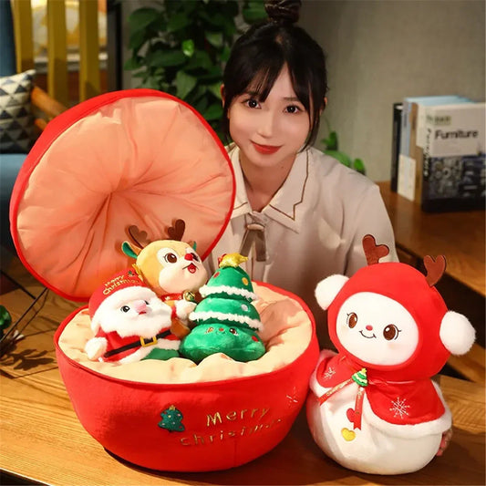 New Funny Creative Christmas Series Apple Deer Tree Snowman Soft Plush Toys Sofa Decoration Birthday Festival Present