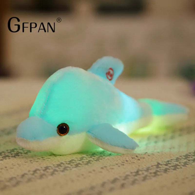 1pc 30cm Cute Plush Animal Cartoon Led Light Luminous Dolphin Stuffed Colorful Plush Toys  Kawaii Birthday Present For Kids