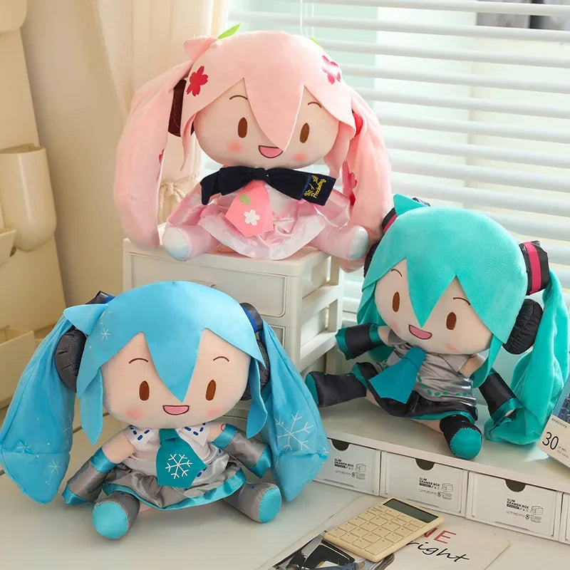 6Styles Cartoon Hatsune Miku Plush Toy New Bow Miku Preciality Sakura Hatsune Miku Plushies Sleeping Doll Soft Gifts Girl