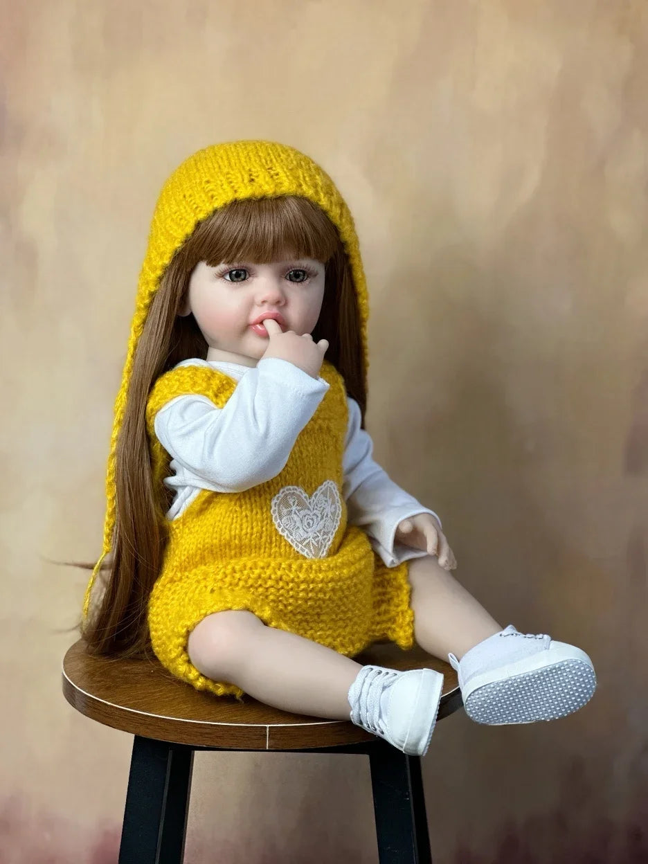 BZDOLL Lifelike 55cm 22inch Full Silicone Body Reborn Baby Beautiful Girl Doll Alive Newborn Princess Toddler Bebe Child Gift