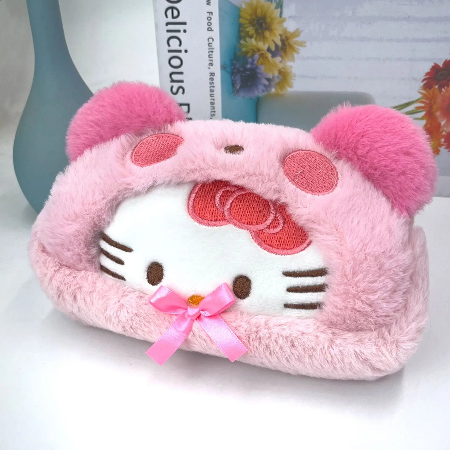 Kawaii Sanrio Plush Pencil Case Cinnamoroll Kuromi Makeup Bag Large Capacity Stationery Cosmetics Pencil Pouch Storage Bag Gift