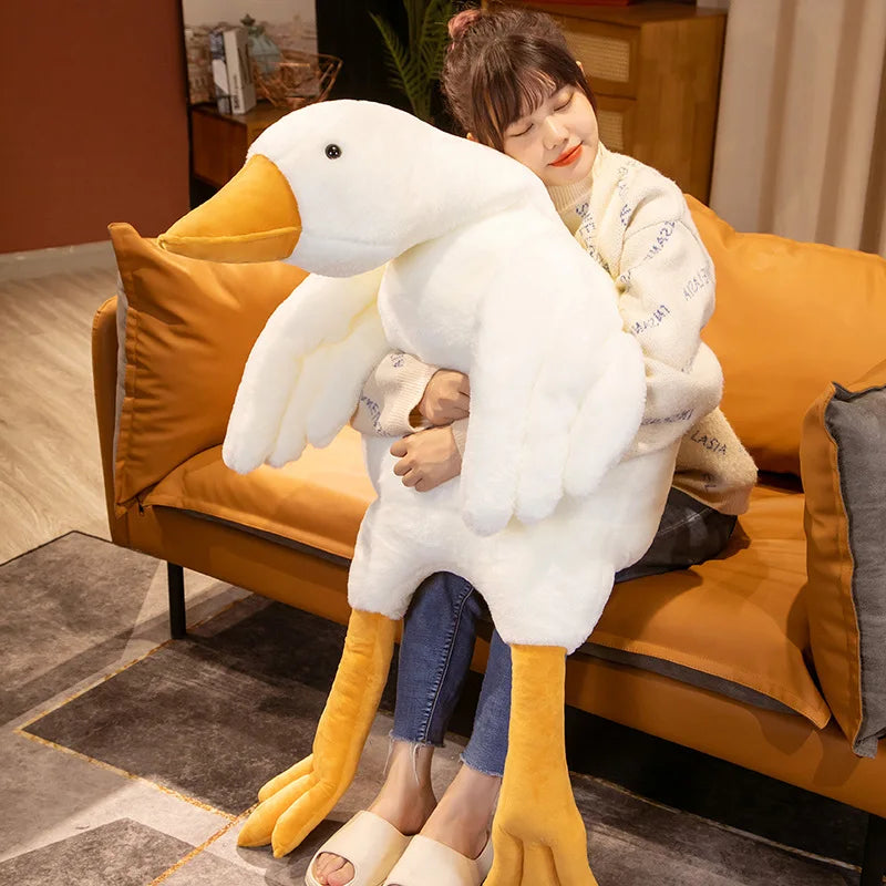 190CM Giant Simulation Duck Plush Toy Soft Huggable Pillow Stuffed Giant Goose Cuddly Swan Baby Doll for Kids Girl Birthday Gift