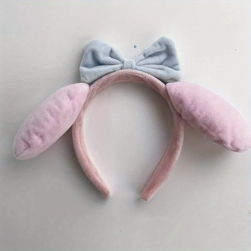 Adorable Anime Cinnamoroll Ears Headband Plush Hair Band Cute Crown Bow Decor Headdress Nonslip Head Hoop For Women Girls