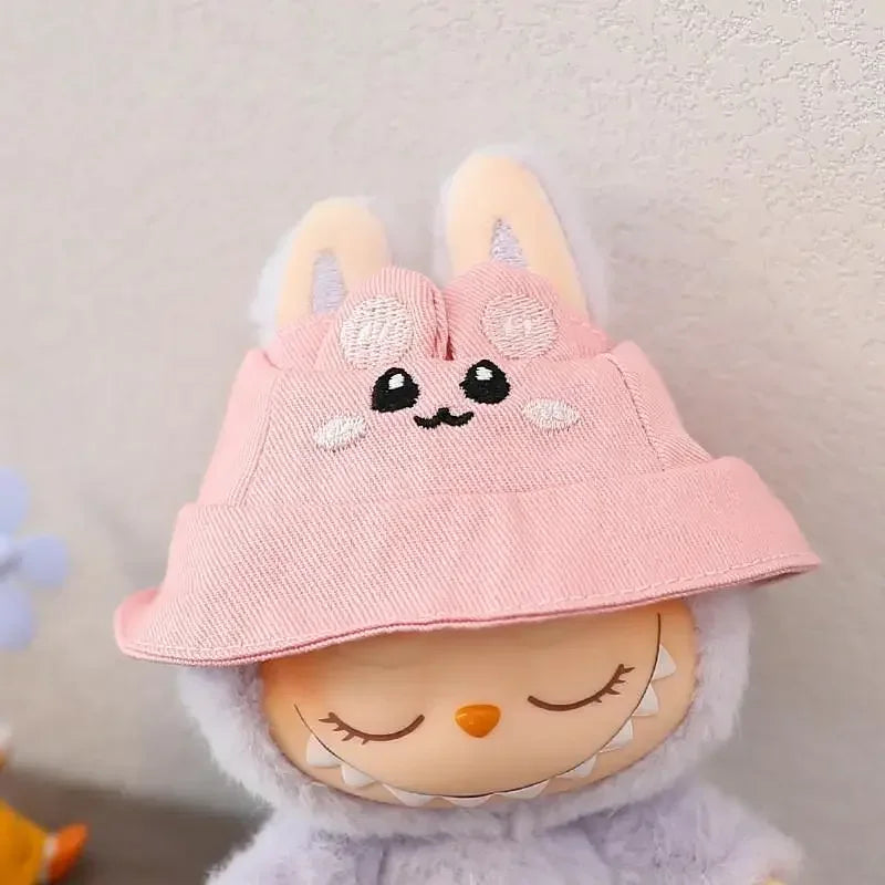 For 17cm LABUBU hat sit party macaron outfit doll bucket Hat Cute Doll Accessories Kids Girls Toys