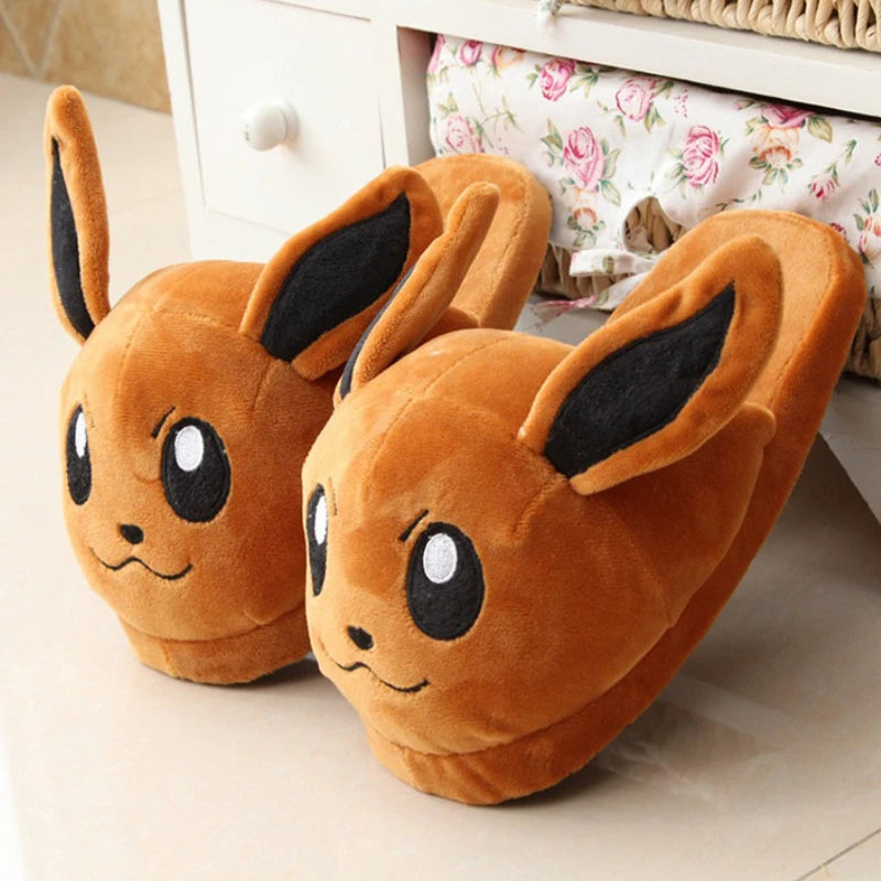 Anime Pokemon Cotton Warm Slipper Pikachu Gengar Snorlax Autumn Winter Indoor Shoes Stuffed Dolls Women Plush Home Slippers