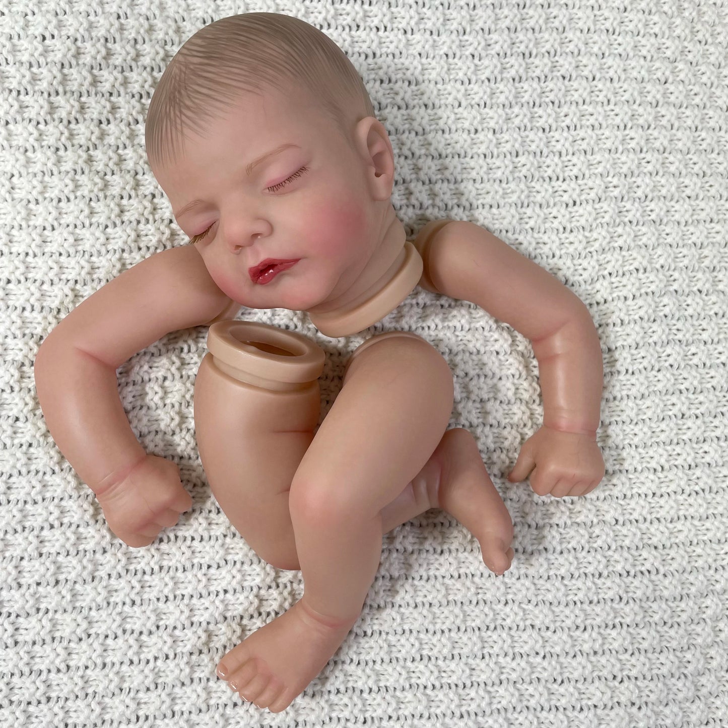 19Inch Already Painted Reborn Doll Parts Sam Lifelike Baby 3D Painted Skin with Visible Veins Handmade Mold Cloth Body Included