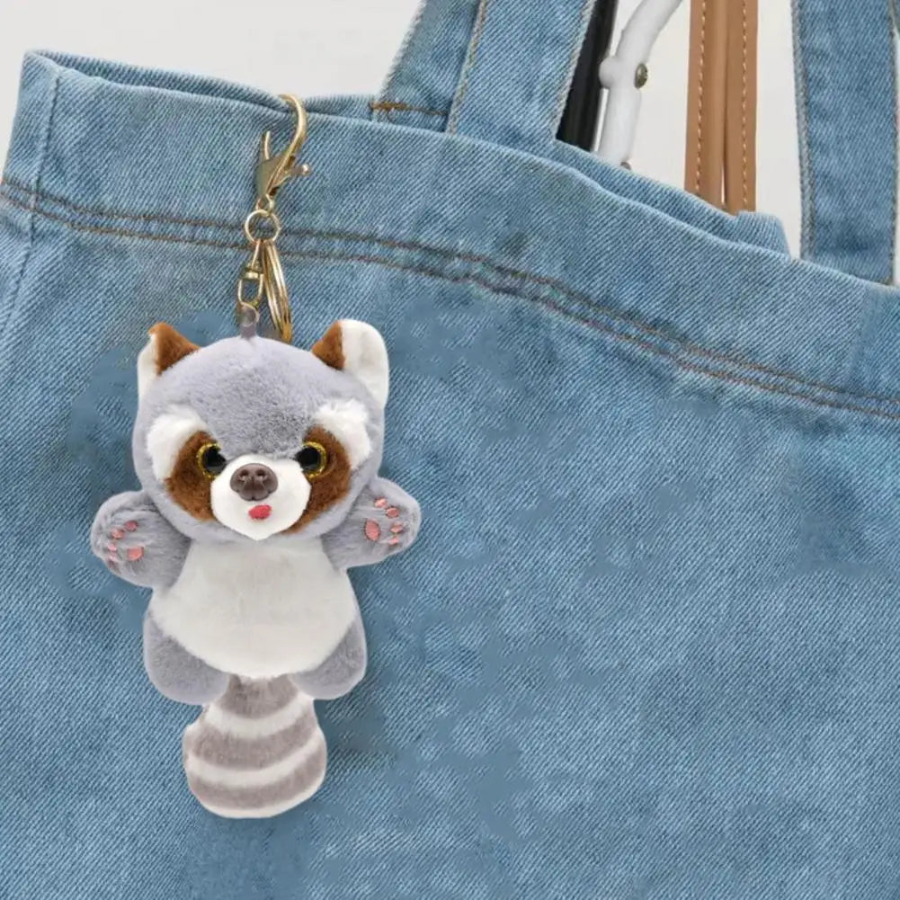 Keychain Pendant Bag Accessories Adorable Raccoon Keychain 3d Eyes Long Tail Plush Doll for Girls' Backpack Decoration Soft