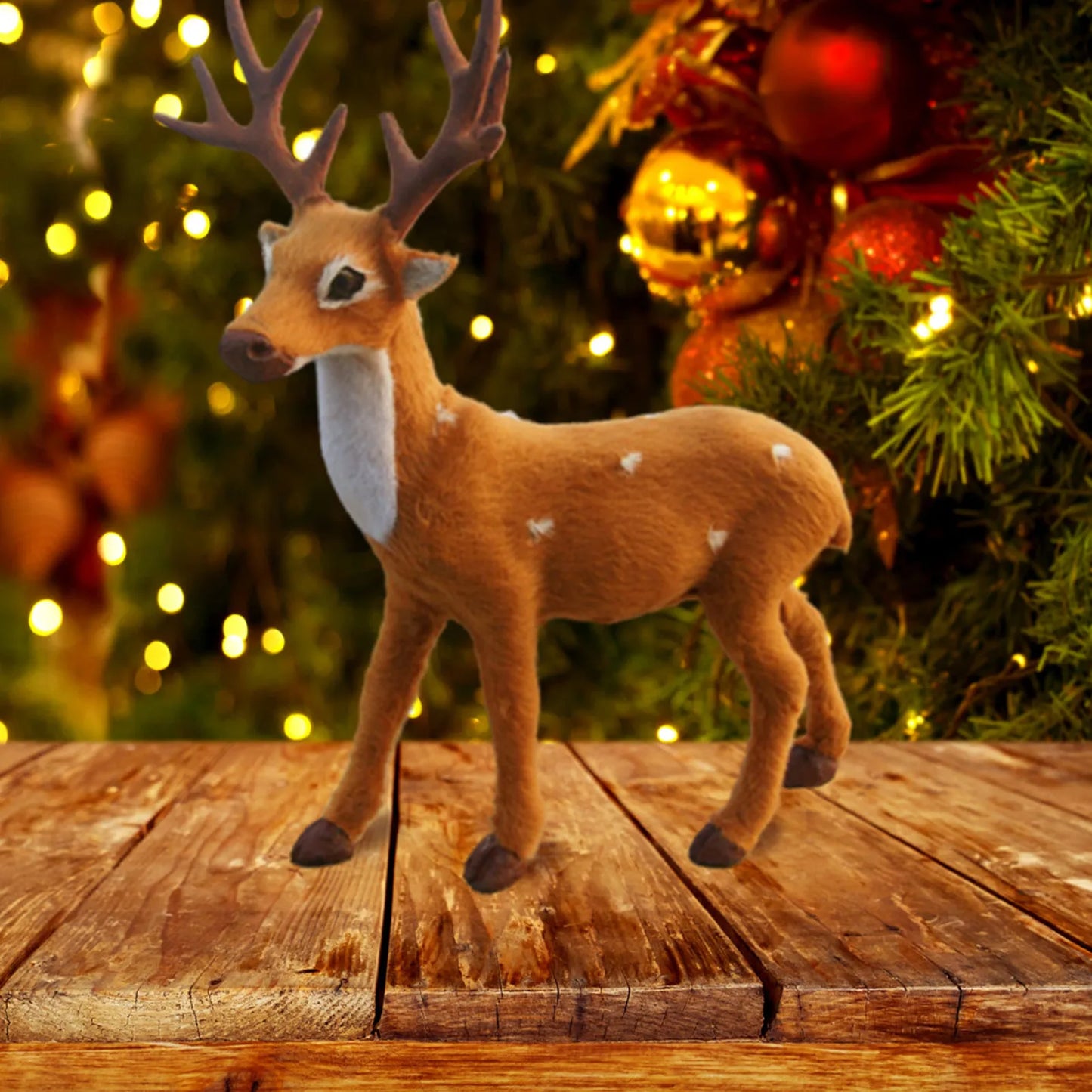 Christmas Elk Figurines Cartoon Handmade Desktop Model Simulation Sika Deer Plush Toys Reindeer Decor Christmas Gift Ornaments