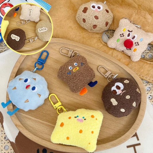 Plush Plush Biscuit Key Chain Cartoon Wacky Car Bag Pendant Trinkets Gifts Korean Style Accessories Cookie Chocolate Key Ring