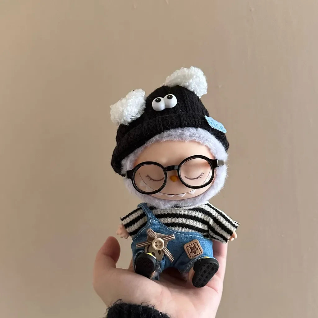 17cm Mini Plush Doll'S Clothes Outfit Accessories For Korea Kpop Exo Labubu Idol Striped clothes eyes shoes suit Clothing Gift