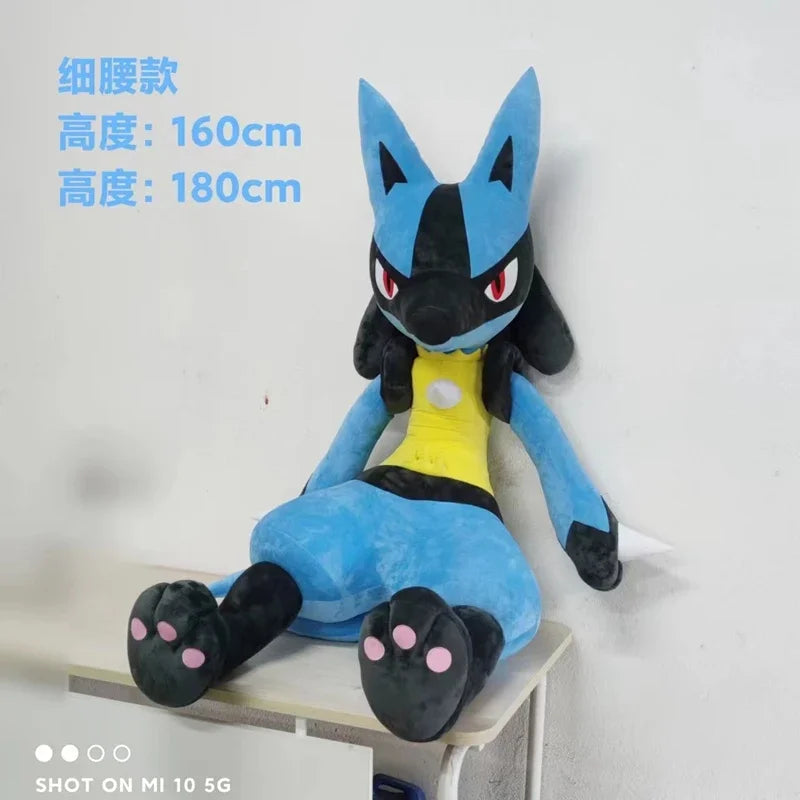 190cm Super Big Size Customized New Pokemon Plushies Standing Pose Lucario Anime Plush Toy Animal Rag Doll Home Decor Gift